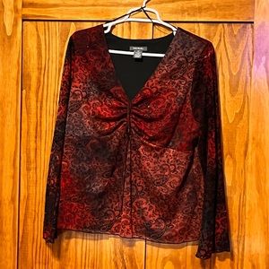 Kate Landry Black and Red Patterned Blouse